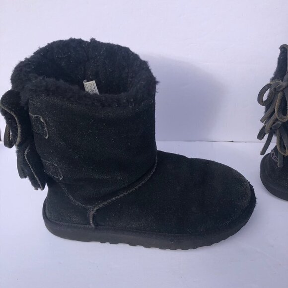 Ugg Australia Womens Classic‎ Double Bow Mini Boot Size 5 Black - Picture 4 of 11